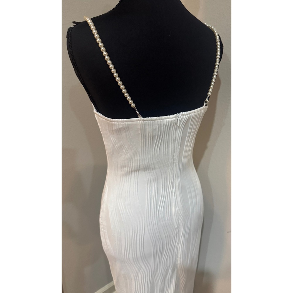 RIHOAS White Midi Dress Pearl Strap Sleeveless Bodycon Party Size S - Picture 7 of 10
